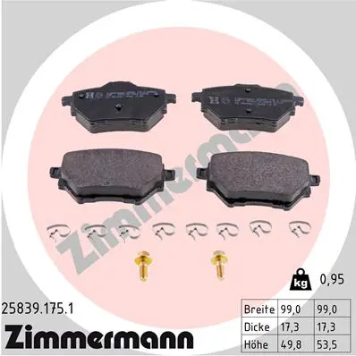 Sada brzdových destiček, kotoučová brzda ZIMMERMANN 25839.175.1