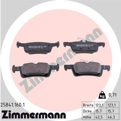 Sada brzdových destiček, kotoučová brzda ZIMMERMANN 25841.160.1