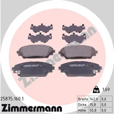 Sada brzdových destiček, kotoučová brzda ZIMMERMANN 25875.160.1