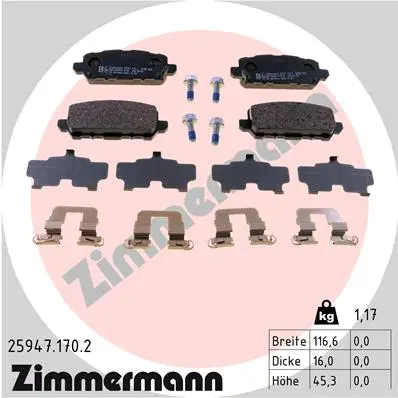 Sada brzdových destiček, kotoučová brzda ZIMMERMANN 25947.170.2