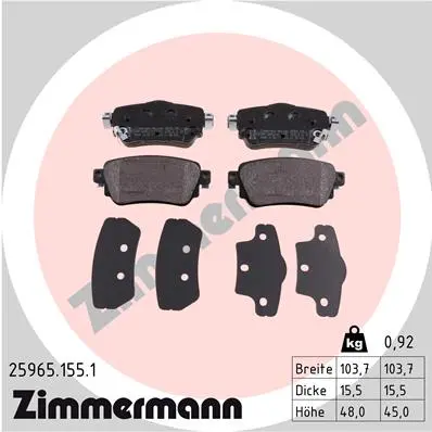 Sada brzdových destiček, kotoučová brzda ZIMMERMANN 25965.155.1