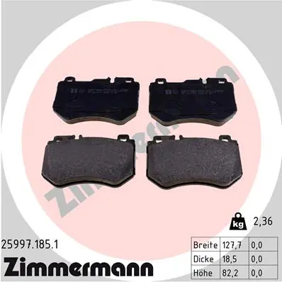 Sada brzdových destiček, kotoučová brzda ZIMMERMANN 25997.185.1
