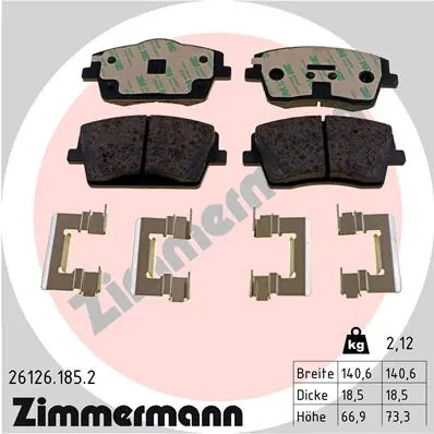 Sada brzdových destiček, kotoučová brzda ZIMMERMANN 26126.185.2