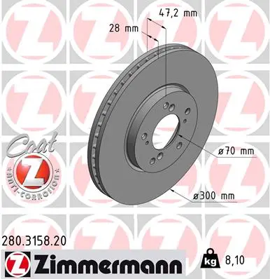 Brzdový kotouč ZIMMERMANN 280.3158.20