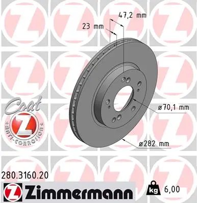 Brzdový kotouč ZIMMERMANN 280.3160.20