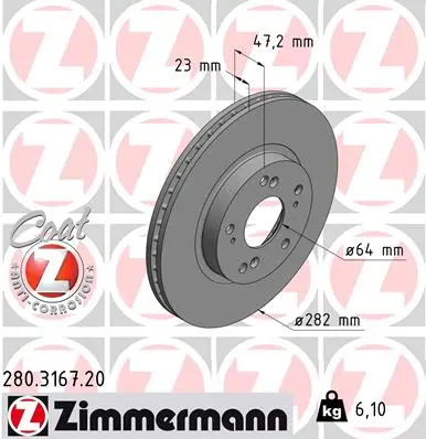 Brzdový kotouč ZIMMERMANN 280.3167.20
