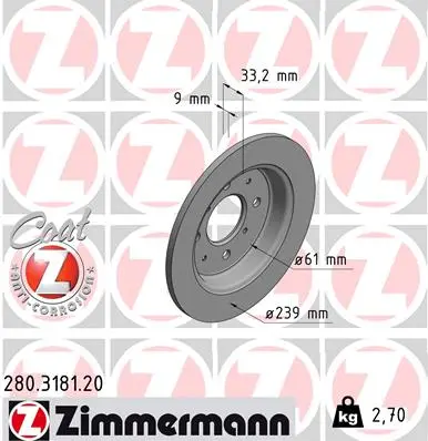 Brzdový kotouč ZIMMERMANN 280.3181.20