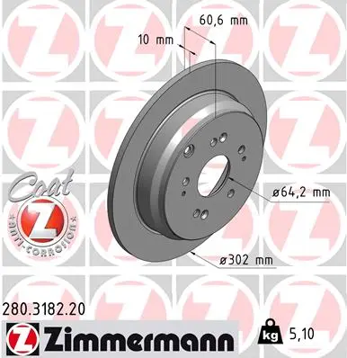 Brzdový kotouč ZIMMERMANN 280.3182.20