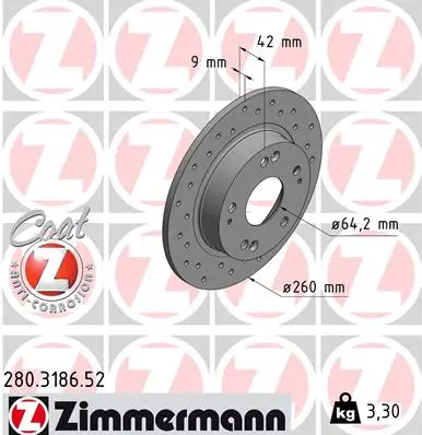 Brzdový kotouč ZIMMERMANN 280.3186.52