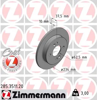 Brzdový kotouč ZIMMERMANN 285.3511.20