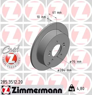 Brzdový kotouč ZIMMERMANN 285.3512.20