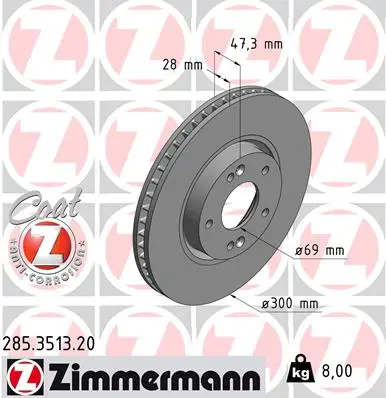 Brzdový kotouč ZIMMERMANN 285.3513.20