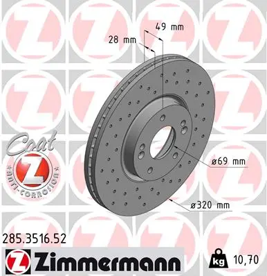 Brzdový kotouč ZIMMERMANN 285.3516.52