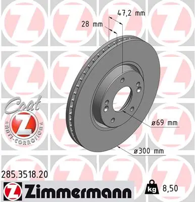 ZIMMERMANN Brzdový kotouč 285351820