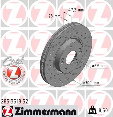 Brzdový kotouč ZIMMERMANN 285.3518.52