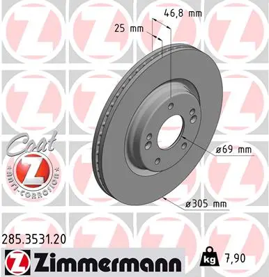 Brzdový kotouč ZIMMERMANN 285.3531.20