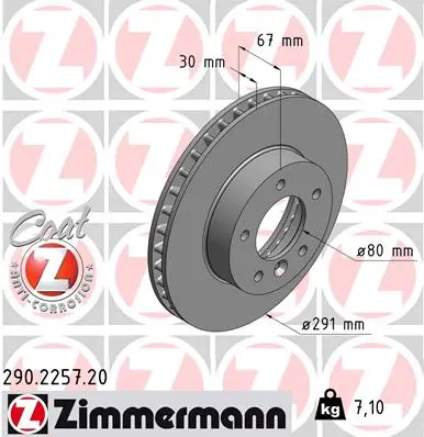 Brzdový kotouč ZIMMERMANN 290.2257.20