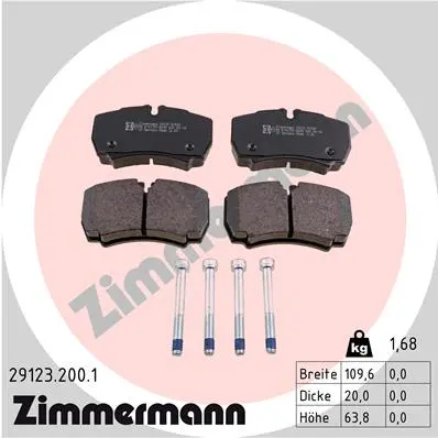 ZIMMERMANN Sada brzdových destiček, kotoučová brzda 291232001