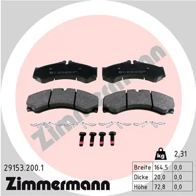 Sada brzdových destiček, kotoučová brzda ZIMMERMANN 29153.200.1