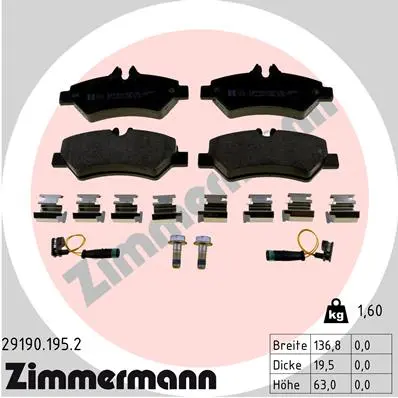 Sada brzdových destiček, kotoučová brzda ZIMMERMANN 29190.195.2