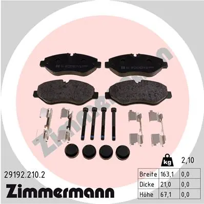 ZIMMERMANN Sada brzdových destiček, kotoučová brzda 291922102