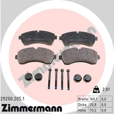 Sada brzdových destiček, kotoučová brzda ZIMMERMANN 29200.205.1