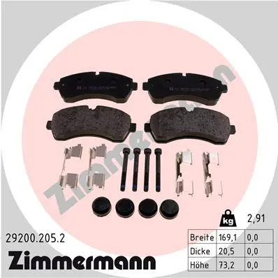 Sada brzdových destiček, kotoučová brzda ZIMMERMANN 29200.205.2