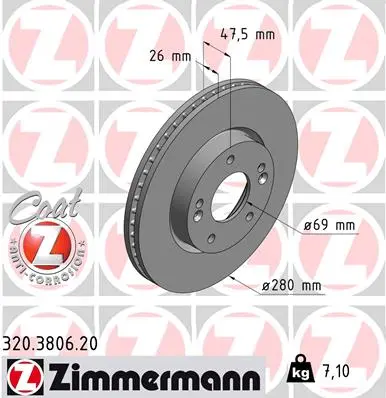 Brzdový kotouč ZIMMERMANN 320.3806.20