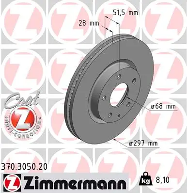 Brzdový kotouč ZIMMERMANN 370.3050.20