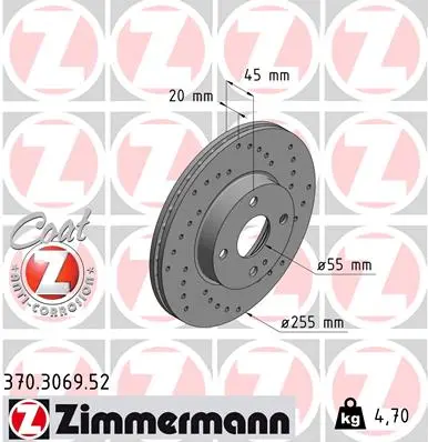 Brzdový kotouč ZIMMERMANN 370.3069.52