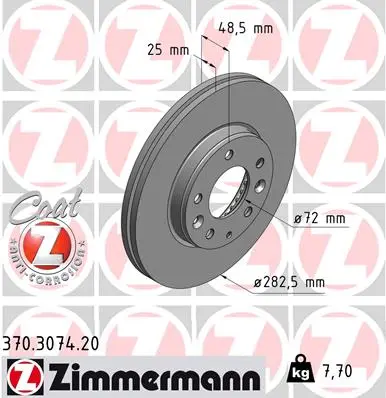 Brzdový kotouč ZIMMERMANN 370.3074.20