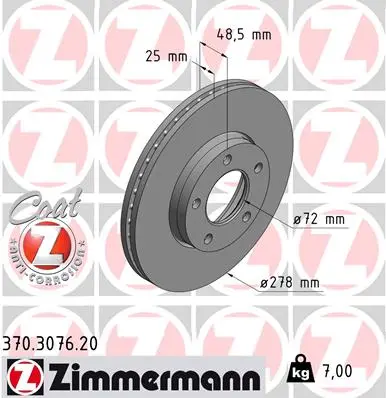 Brzdový kotouč ZIMMERMANN 370.3076.20