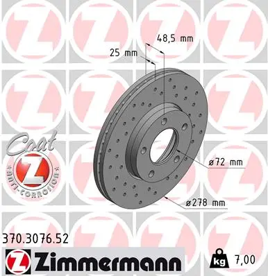 Brzdový kotouč ZIMMERMANN 370.3076.52