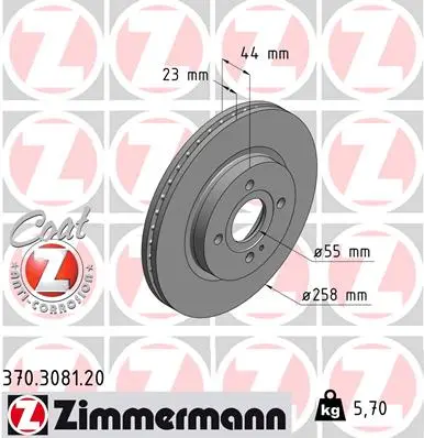 ZIMMERMANN Brzdový kotouč 370308120