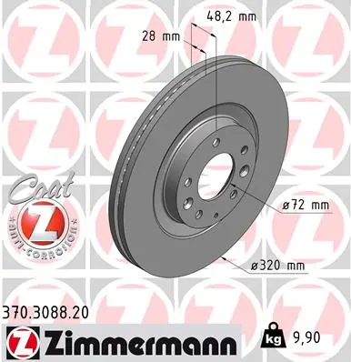 Brzdový kotouč ZIMMERMANN 370.3088.20