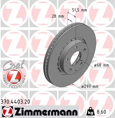 ZIMMERMANN Brzdový kotouč 370440320