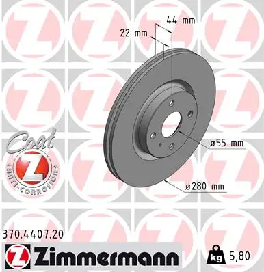 Brzdový kotouč ZIMMERMANN 370.4407.20