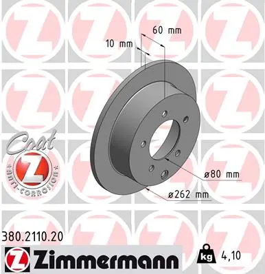 Brzdový kotouč ZIMMERMANN 380.2110.20