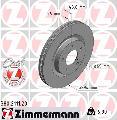 Brzdový kotouč ZIMMERMANN 380.2111.20