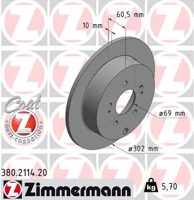 Brzdový kotouč ZIMMERMANN 380.2114.20