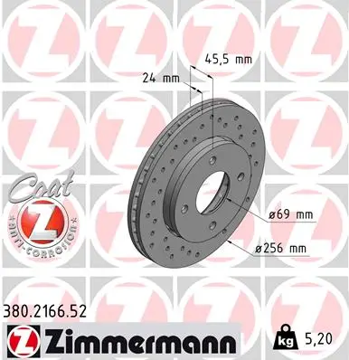 Brzdový kotouč ZIMMERMANN 380.2166.52