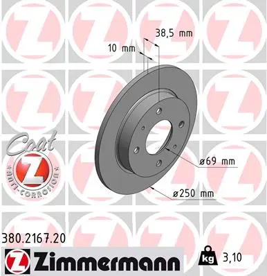 Brzdový kotouč ZIMMERMANN 380.2167.20
