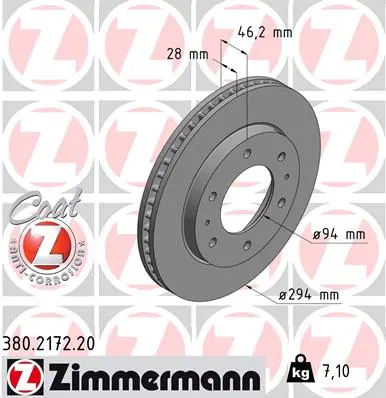 Brzdový kotouč ZIMMERMANN 380.2172.20