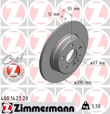 ZIMMERMANN Brzdový kotouč 400142320