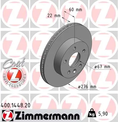 ZIMMERMANN Brzdový kotouč 400144820