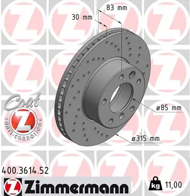 Brzdový kotouč ZIMMERMANN 400.3614.52