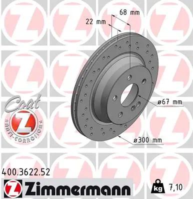 ZIMMERMANN Brzdový kotouč 400362252