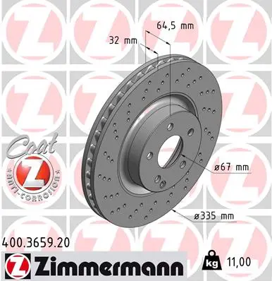 ZIMMERMANN Brzdový kotouč 400.3659.20-D