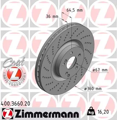 Brzdový kotouč ZIMMERMANN 400.3660.20