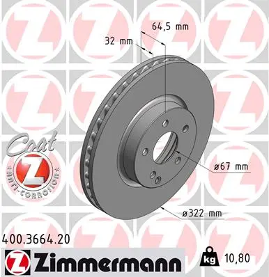 Brzdový kotouč ZIMMERMANN 400.3664.20